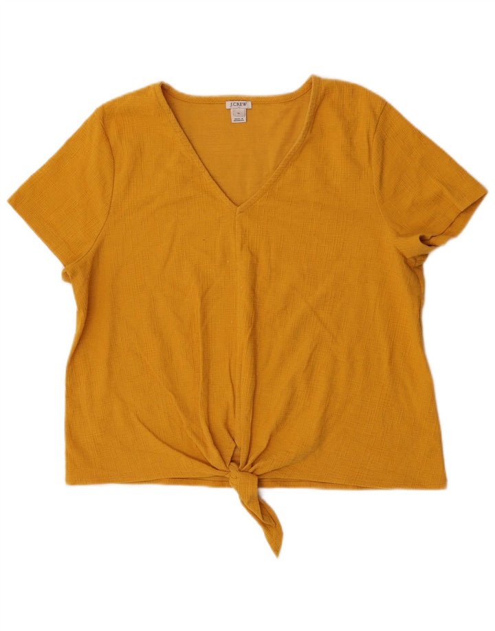 J. Crew Womens Front Tie Blouse Top UK 18 XL Yellow Cotton