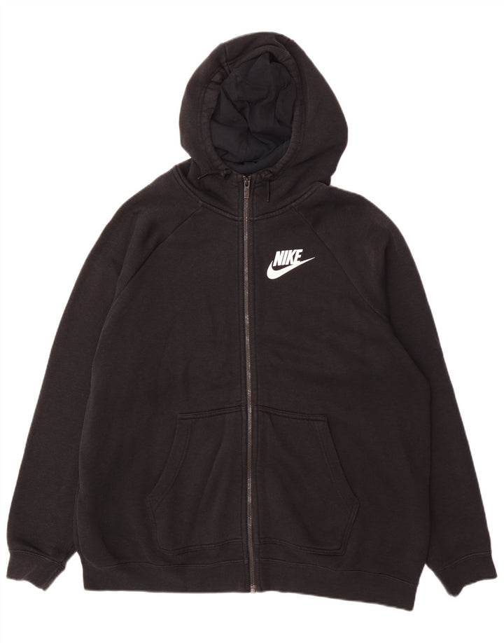NIKE Mens Zip Hoodie Sweater XL Black Cotton