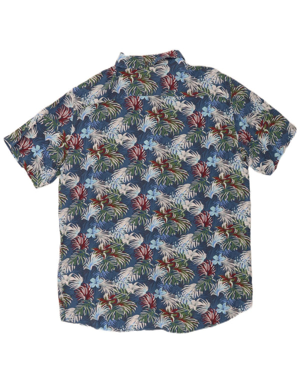 Mistral Mens Short Sleeve Shirt IT 48 Medium Blue Floral Viscose