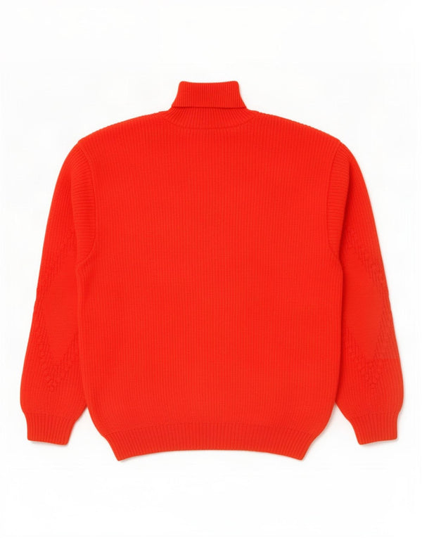 Vintage Mens Roll Neck Jumper Sweater IT 46 Small Red Argyle/Diamond
