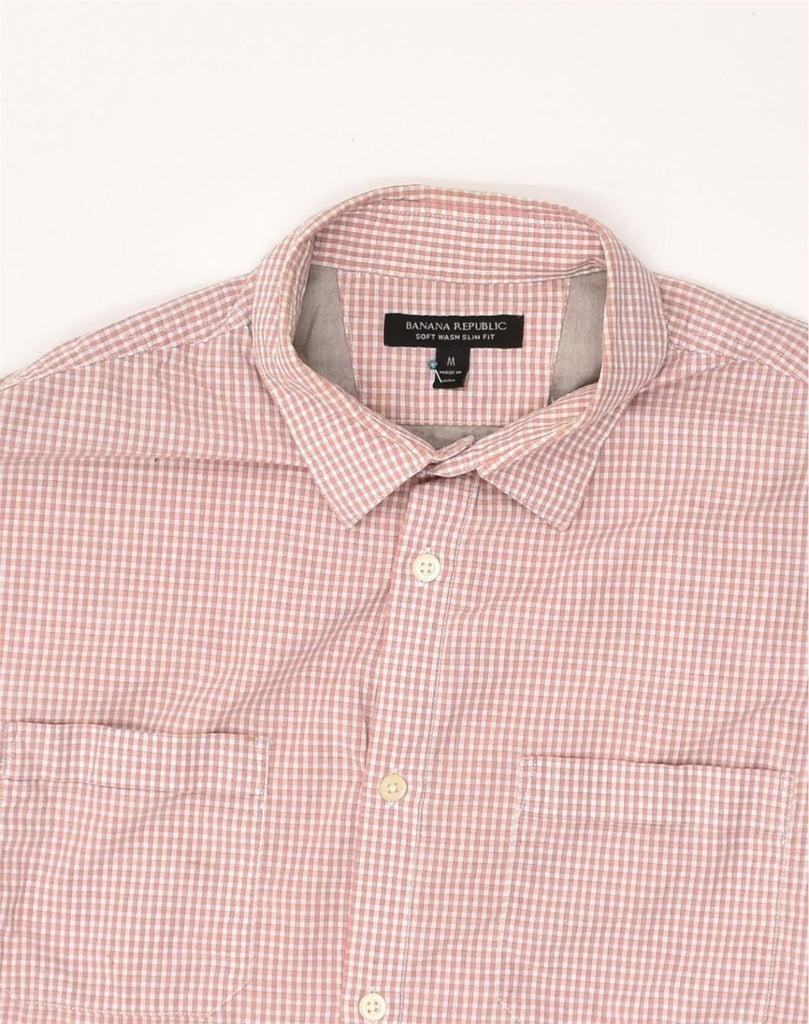 BANANA REPUBLIC Mens Slim Fit Shirt Medium Pink Check Cotton | Vintage Banana Republic | Thrift | Second-Hand Banana Republic | Used Clothing | Messina Hembry 