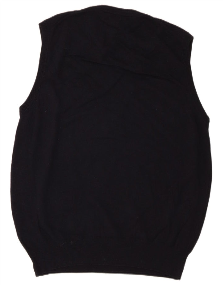 Fred Perry Mens Vest Tank Top Large Navy Blue Wool