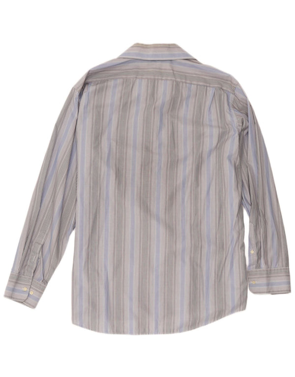 Lacoste Mens Shirt Size 44 XL Blue Striped Cotton
