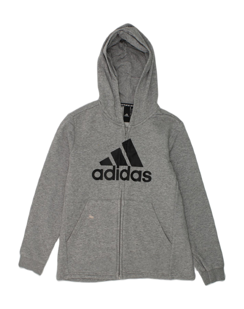 ADIDAS Boys Graphic Hoodie Jumper 11-12 Years Grey Cotton | Vintage Adidas | Thrift | Second-Hand Adidas | Used Clothing | Messina Hembry 