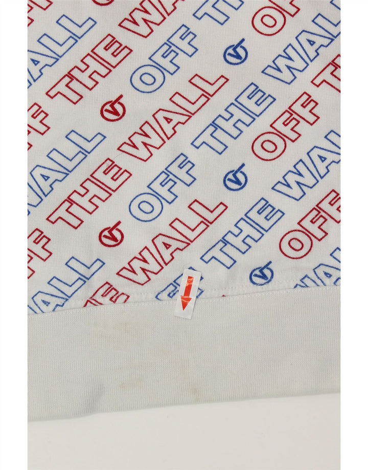 Vans Mens Graphic Hoodie Jumper XS White Cotton