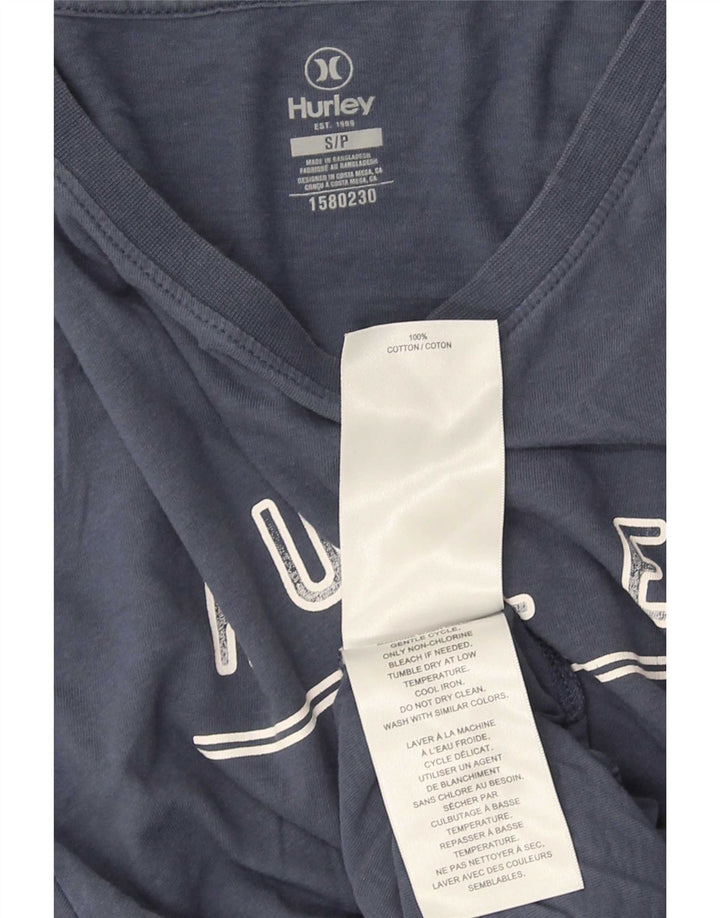 Hurley Mens Graphic T-Shirt Top Small Navy Blue Cotton