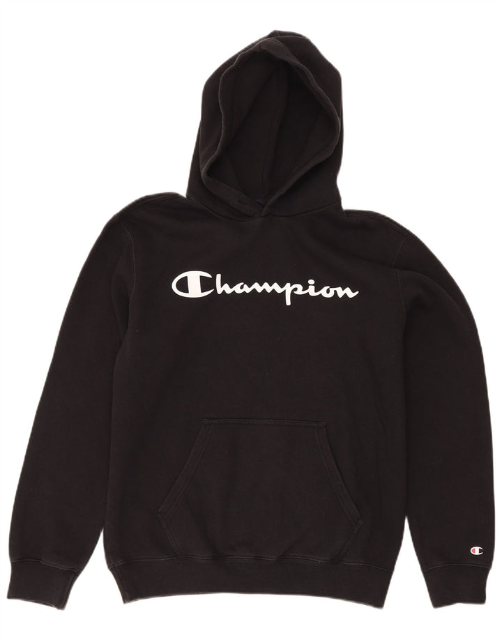 Champion Mens Graphic Hoodie Jumper Medium Black Cotton