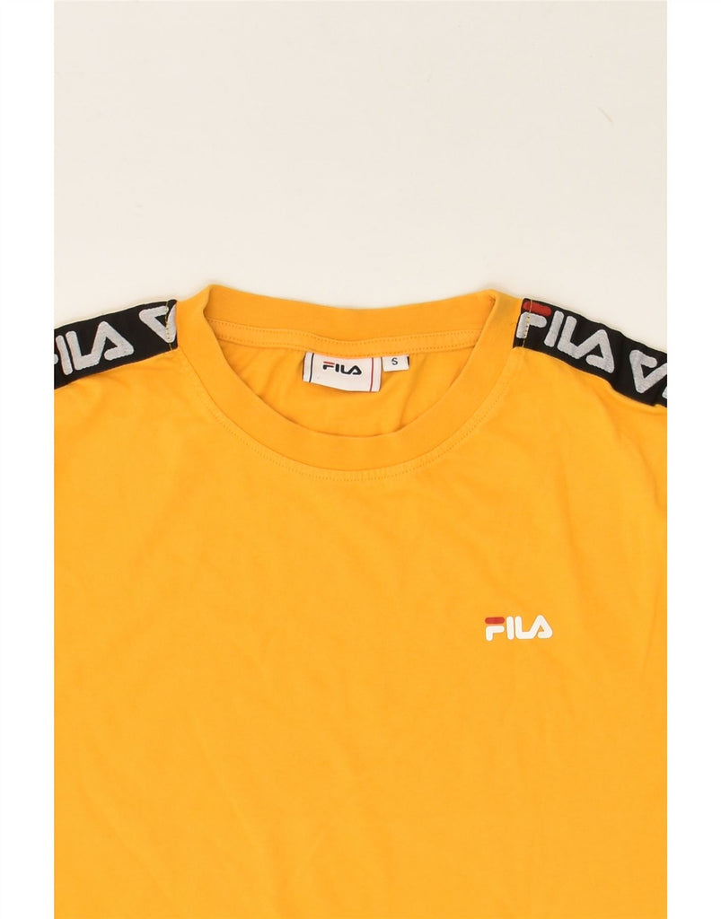 FILA Womens Graphic T-Shirt Top UK 10 Small Yellow | Vintage Fila | Thrift | Second-Hand Fila | Used Clothing | Messina Hembry 