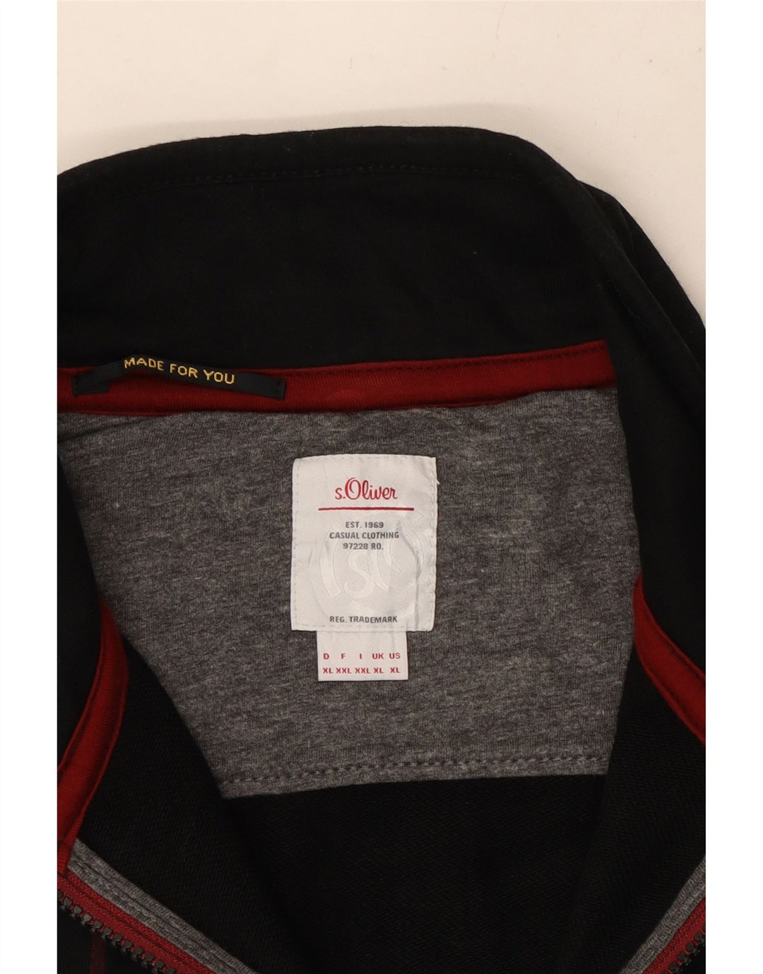 S.OLIVER Mens Graphic Tracksuit Top Jacket XL Black