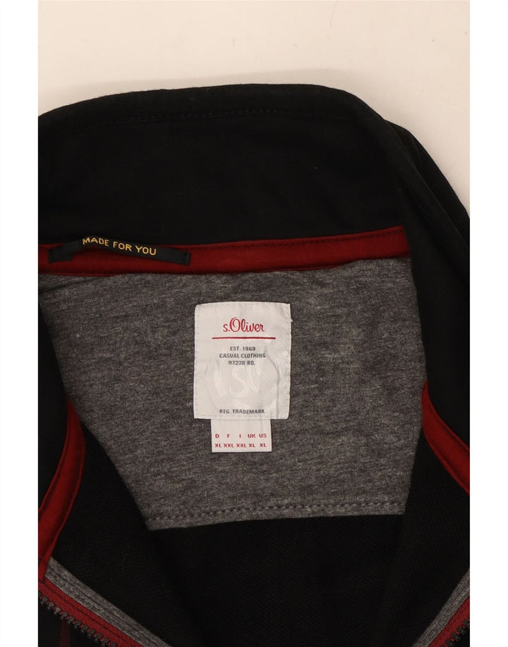 S.OLIVER Mens Graphic Tracksuit Top Jacket XL Black