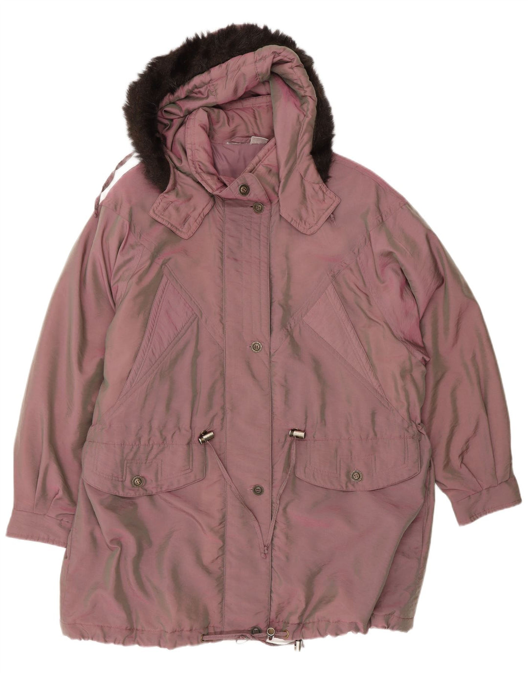 Vintage Womens Hooded Oversized Parka Jacket EU 44 XL Pink