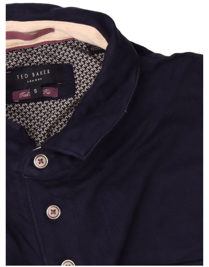 Ted Baker Mens Polo Shirt Size 5 XL Navy Blue Cotton
