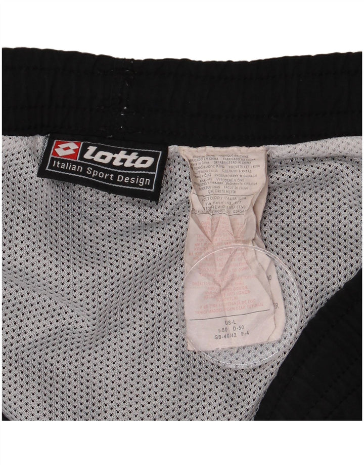 LOTTO Mens Swimming Shorts UK 40/42 Large Black Striped Nylon
