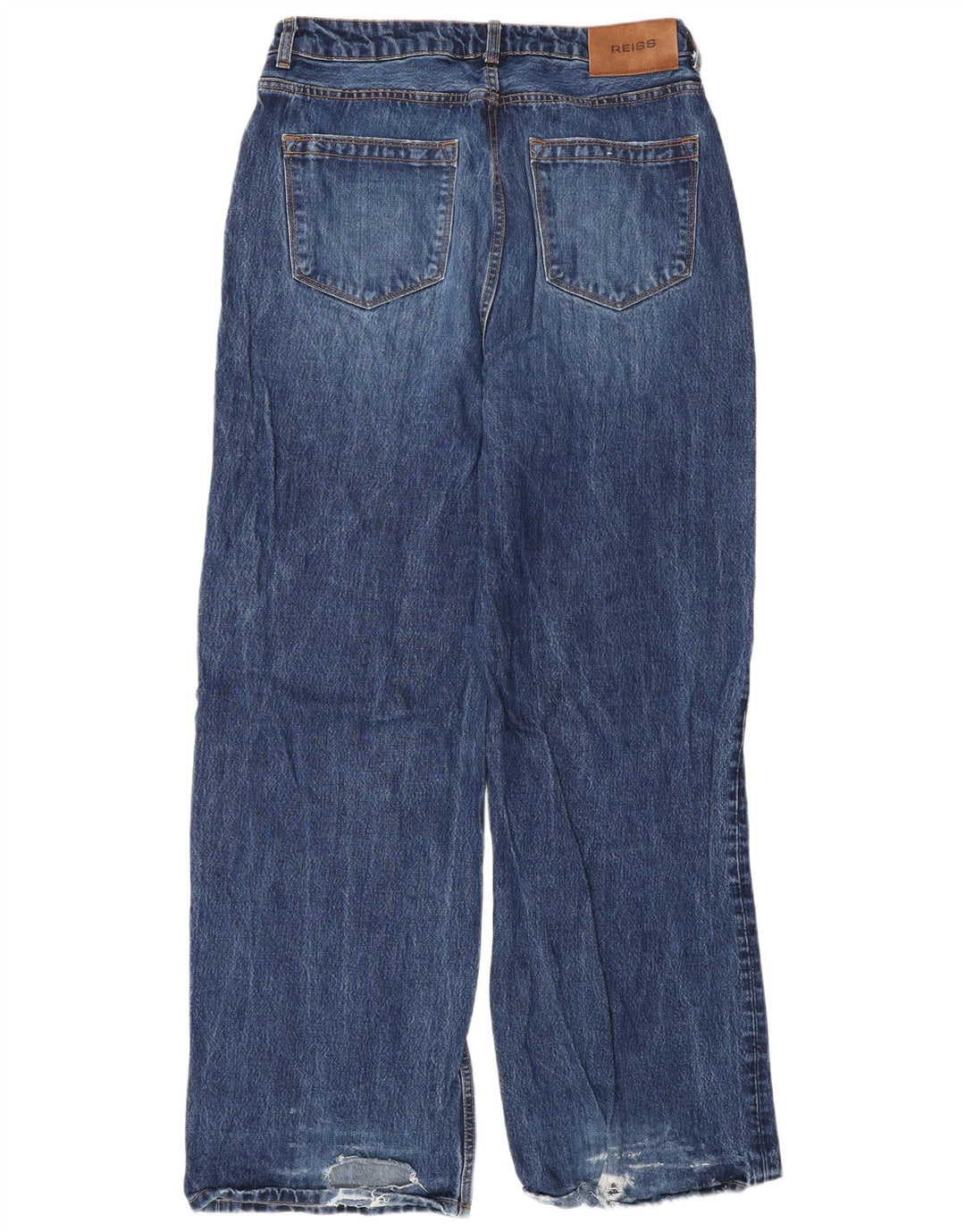 Reiss Mens Distressed Wide Leg Jeans  W30 L33 Blue Viscose