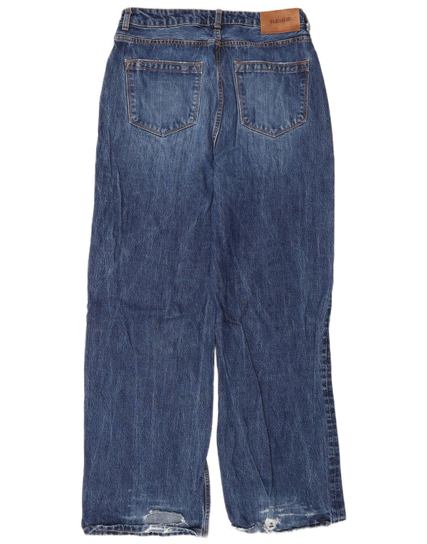 Reiss Mens Distressed Wide Leg Jeans  W30 L33 Blue Viscose