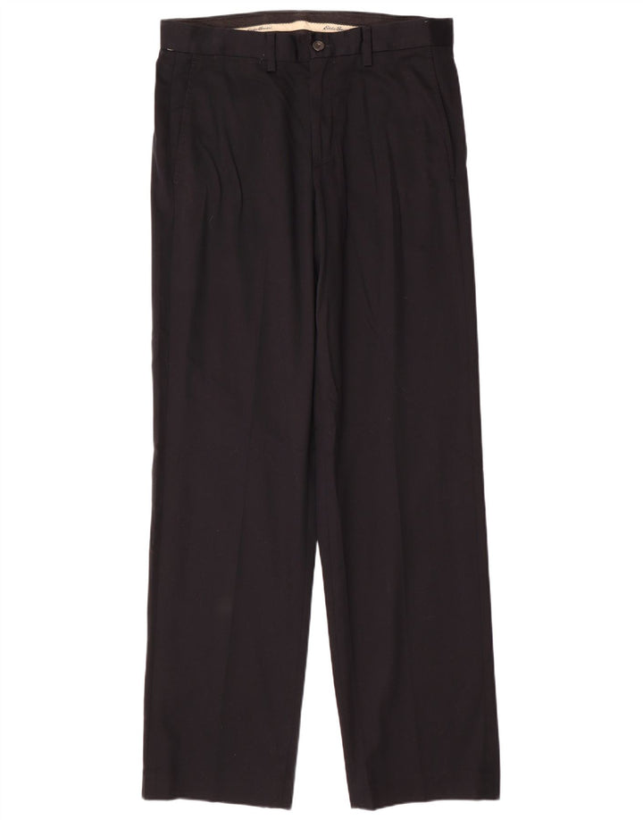 EDDIE BAUER Mens Straight Chino Trousers W32 L34 Black Cotton