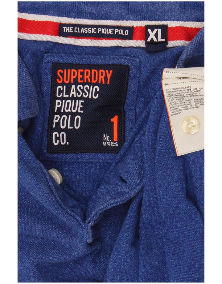 Superdry Mens Polo Shirt XL Blue Cotton