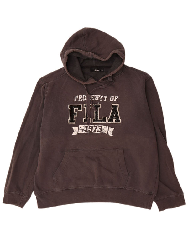 Fila Mens Graphic Hoodie Jumper Large Black Cotton