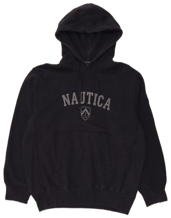 NAUTICA Mens Graphic Hoodie Jumper Medium Navy Blue Cotton