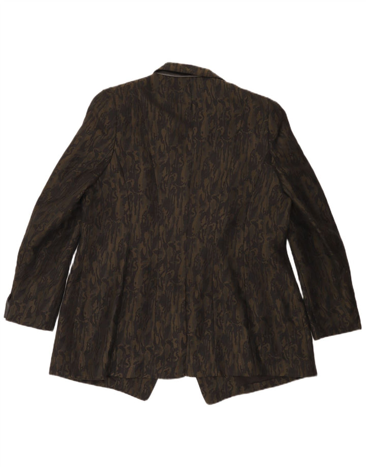 Vintage Womens Abstract Pattern Blazer Jacket UK 20 2XL Black Camouflage