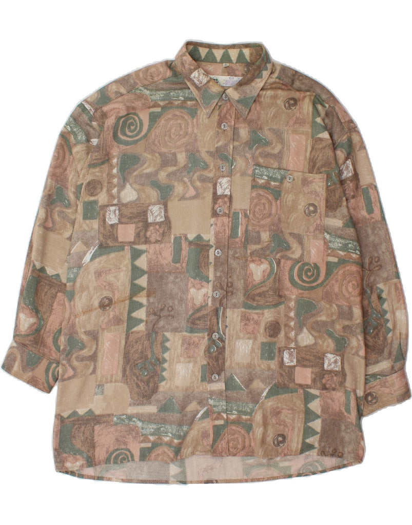 NEW FAST Mens Abstract Pattern Shirt Size 43/44 XL Brown Cotton Vintage New Fast and Second-Hand New Fast from Messina Hembry 