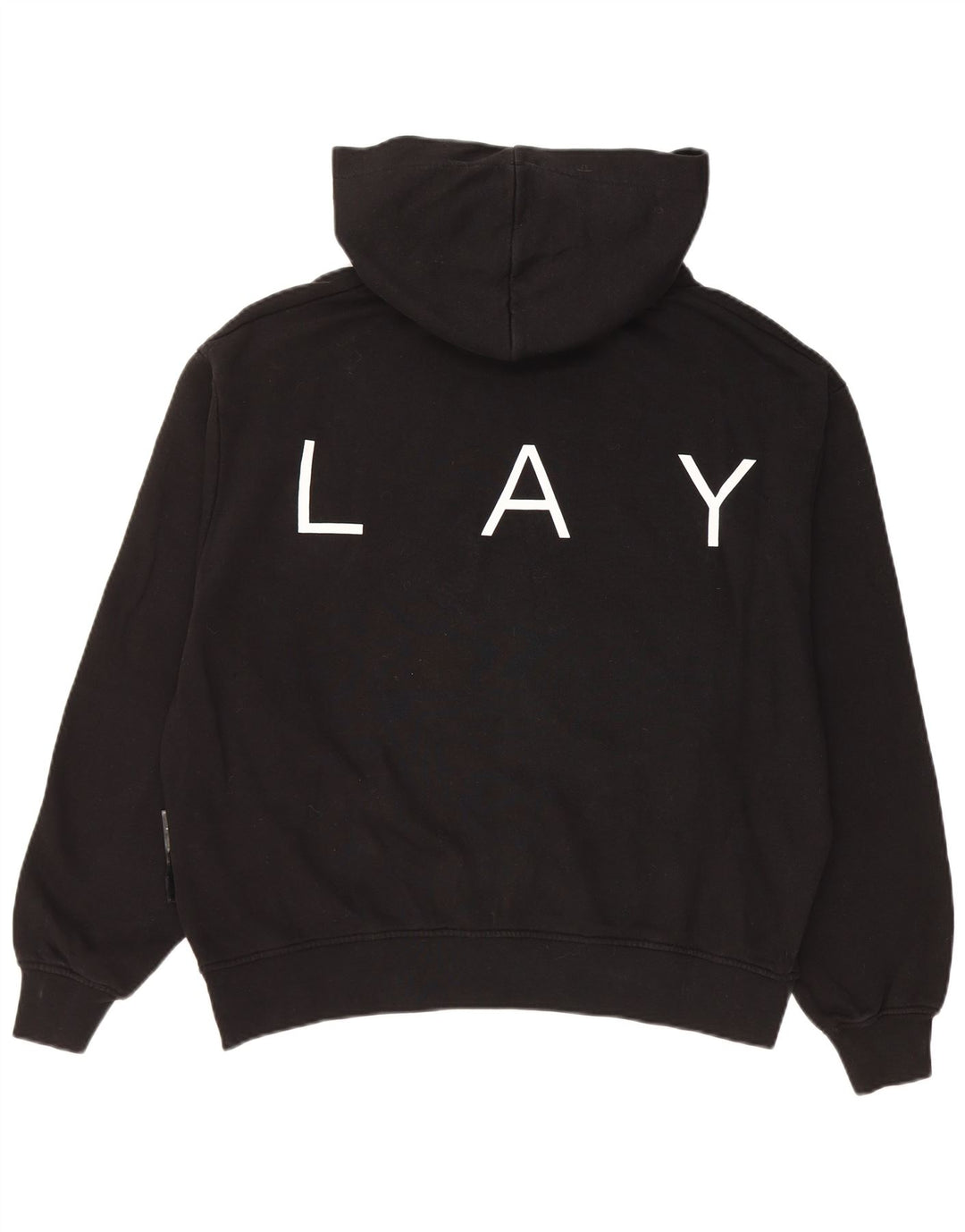 REPLAY Womens Oversized Graphic Hoodie Jumper UK 10 Small Black Cotton