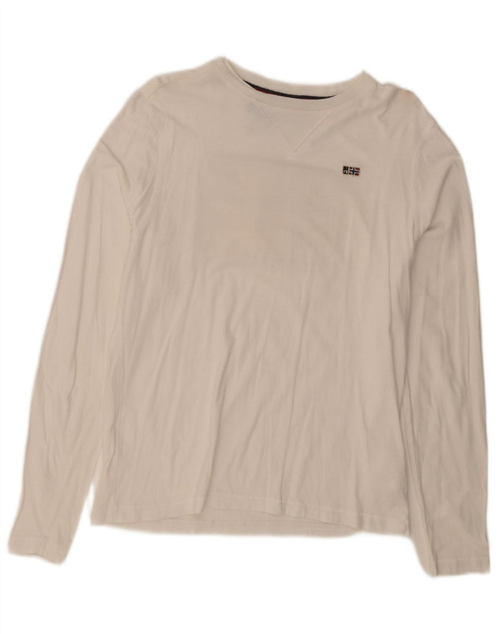 Napapijri Mens Graphic Top Long Sleeve Medium White Cotton