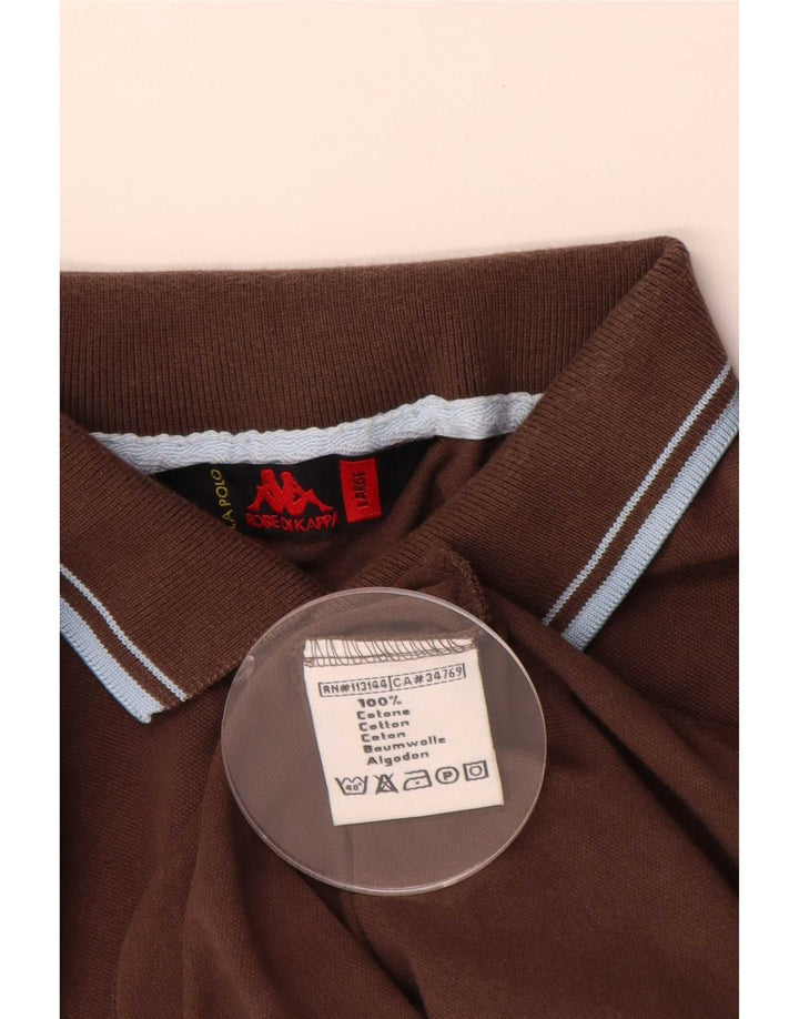 Kappa Mens Polo Shirt Large Brown Cotton