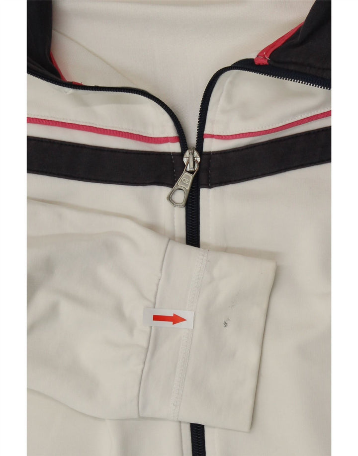Champion Womens Heritage Fit Tracksuit Top Jacket UK 10 Small White Cotton