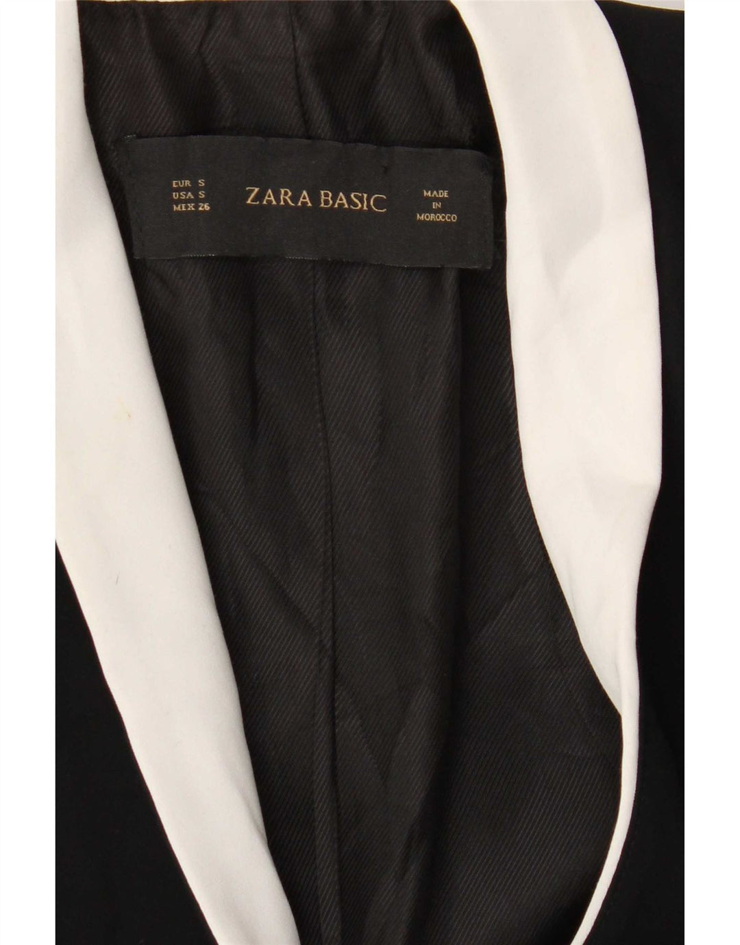 Zara Womens 1 Button Blazer Jacket UK 10 Small Black Colourblock Polyester