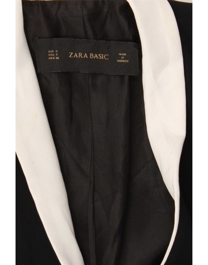 Zara Womens 1 Button Blazer Jacket UK 10 Small Black Colourblock Polyester