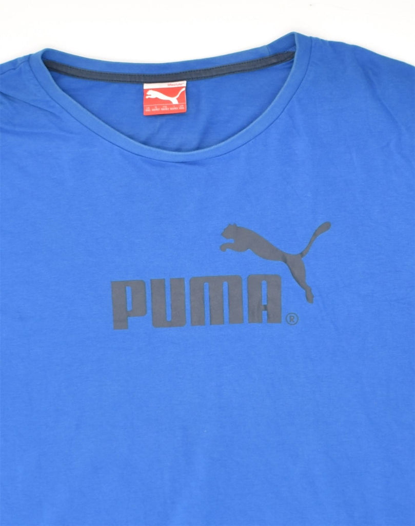 PUMA Mens Graphic T-Shirt Top 2XL Blue Cotton | Vintage Puma | Thrift | Second-Hand Puma | Used Clothing | Messina Hembry 