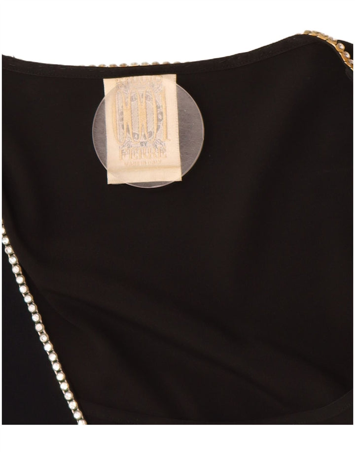 FERRE Womens Shirt Blouse UK 14 Medium Black Colourblock Acetate