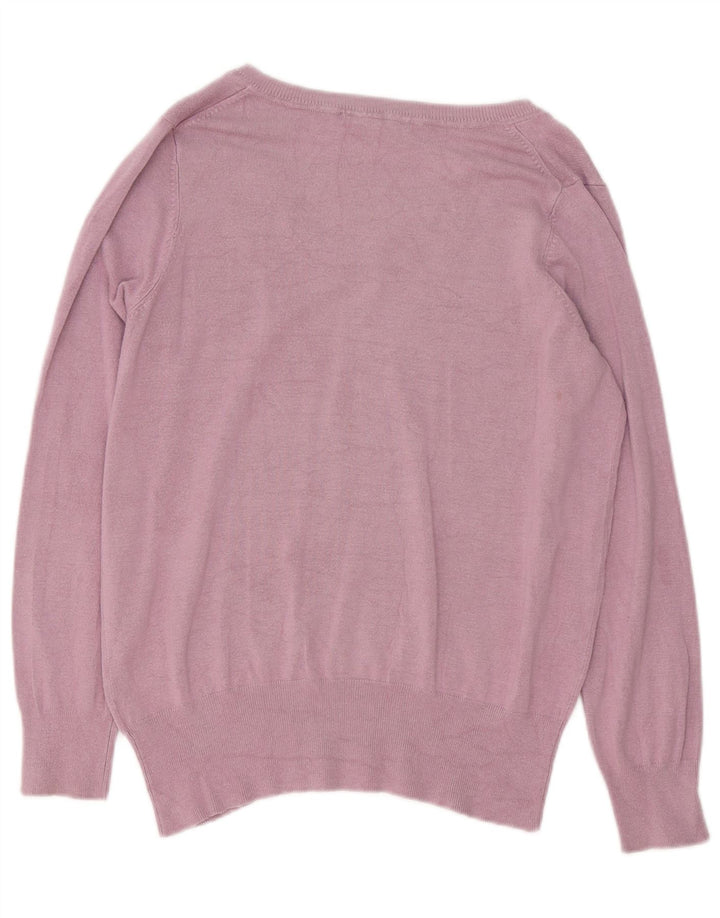 Marks & Spencer Womens V-Neck Jumper Sweater UK 16 Large Purple