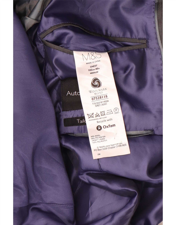 Marks & Spencer Mens Tailored Fit Blazer Jacket UK 40 Medium Grey Wool