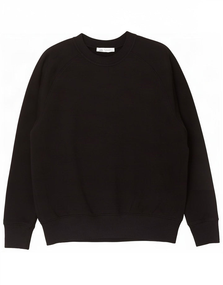 Zara Womens Oversized Sweatshirt Jumper UK 10 Small Black Cotton