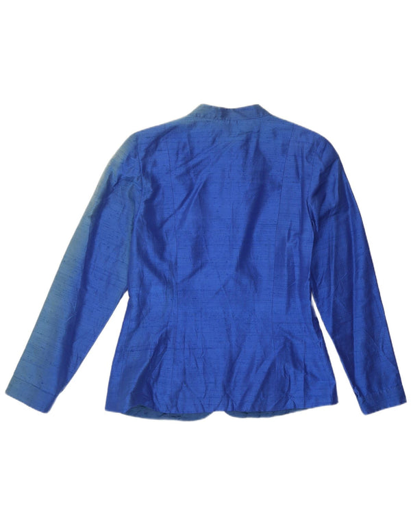 Vintage Womens Blazer Jacket UK 12 Medium Blue Silk