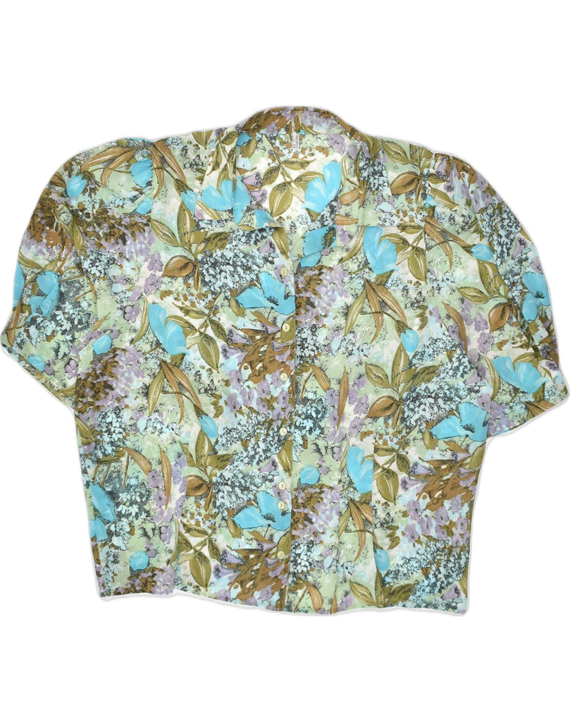 VINTAGE Womens Shirt Blouse UK 24 4XL Blue Floral Polyester | Vintage Vintage | Thrift | Second-Hand Vintage | Used Clothing | Messina Hembry 