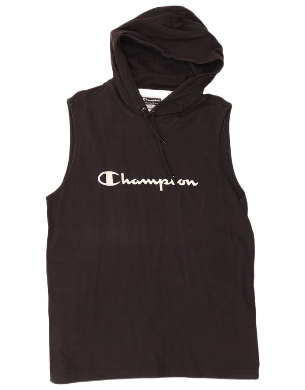 Champion Mens Hooded Graphic Vest Top XL Black Cotton