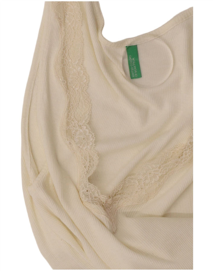Benetton Womens Sleeveless Blouse Top UK 12 Medium White