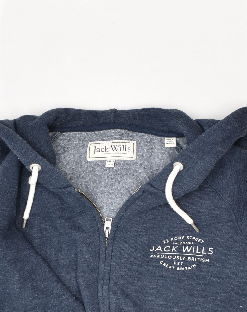 JACK WILLS Womens Zip Hoodie Sweater UK 12 Medium  Blue Cotton | Vintage Jack Wills | Thrift | Second-Hand Jack Wills | Used Clothing | Messina Hembry 