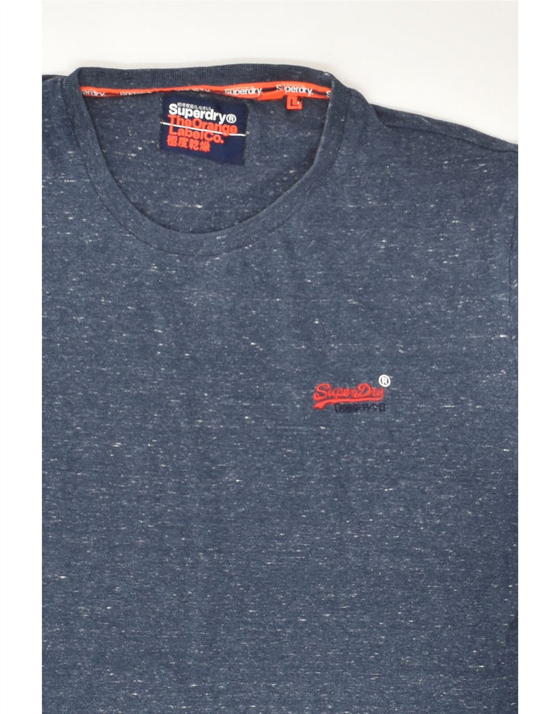 SUPERDRY Mens T-Shirt Top Large Blue Flecked Cotton | Vintage Superdry | Thrift | Second-Hand Superdry | Used Clothing | Messina Hembry 