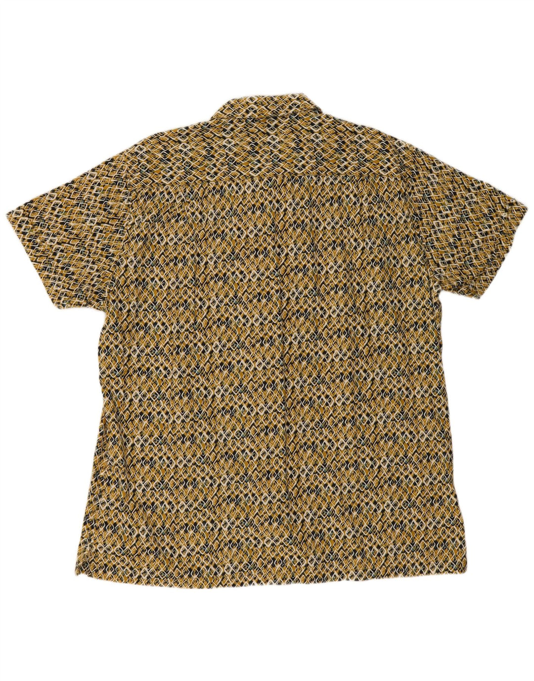 Springfield Mens Short Sleeve Custom Fit Shirt 2XL Yellow Geometric