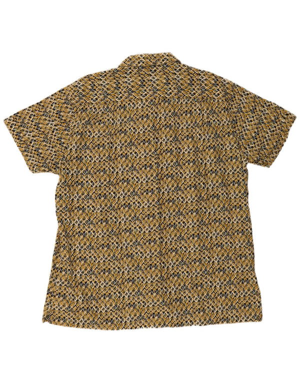 Springfield Mens Short Sleeve Custom Fit Shirt 2XL Yellow Geometric