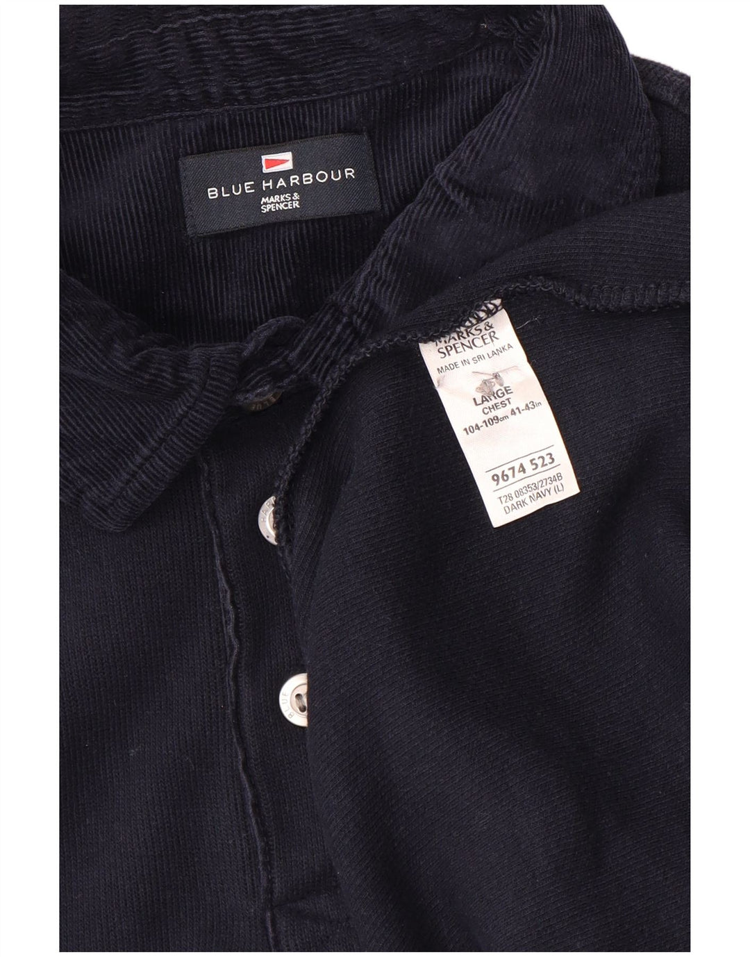Marks & Spencer Mens Blue Harbour Long Sleeve Polo Shirt Large Navy Blue