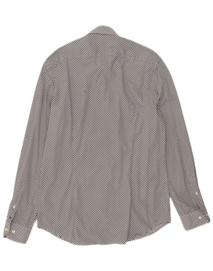 Tommy Hilfiger Mens Tailored Shirt Size 41 16 Large Navy Blue Spotted
