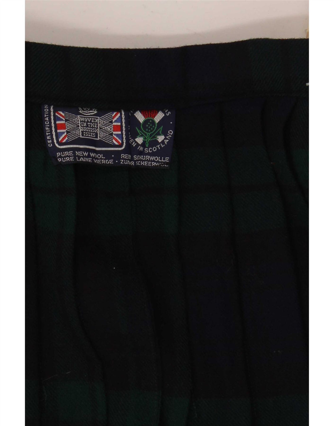 Vintage Womens Wrap Pleated Skirt W28 Medium Navy Blue Plaid New Wool