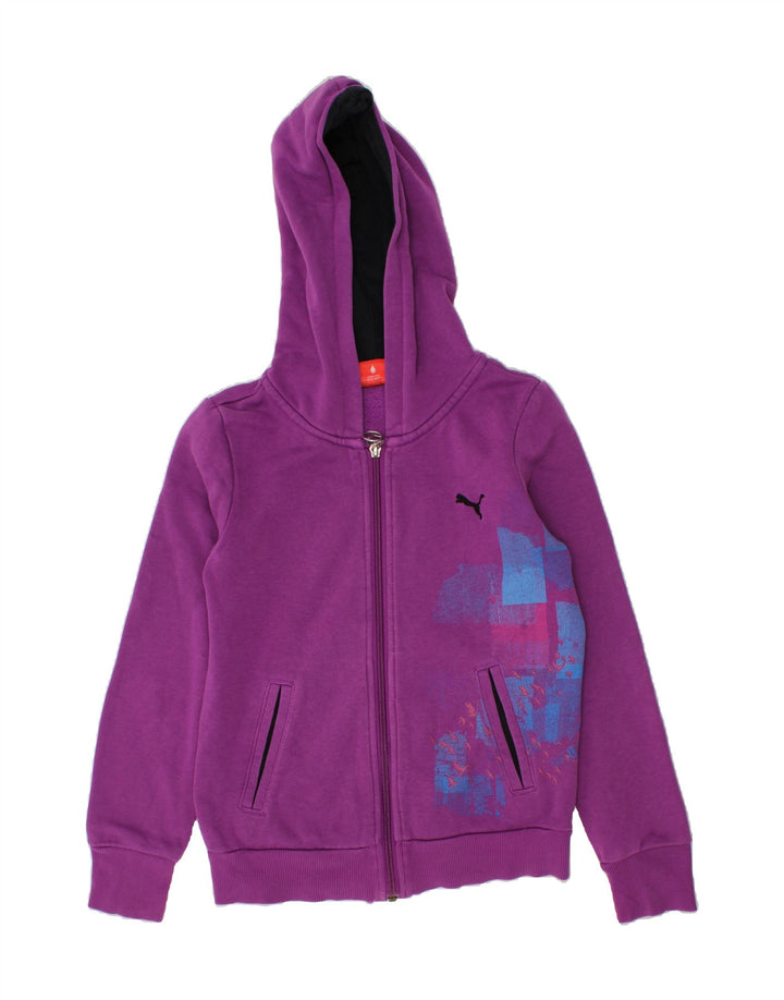 PUMA Boys Graphic Zip Hoodie Sweater 9-10 Years Purple Cotton Vintage Puma and Second-Hand Puma from Messina Hembry 