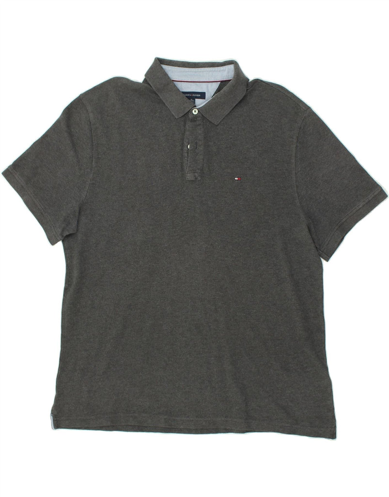 TOMMY HILFIGER Mens Tall Polo Shirt XL Grey | Vintage Tommy Hilfiger | Thrift | Second-Hand Tommy Hilfiger | Used Clothing | Messina Hembry 