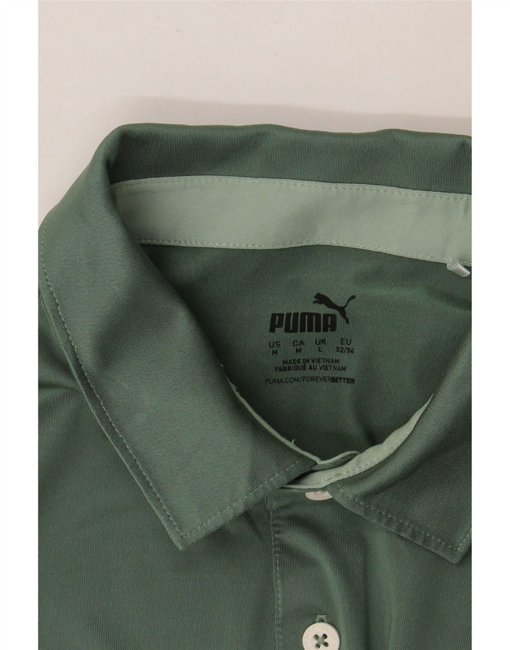 PUMA Mens Polo Shirt Medium Green Striped